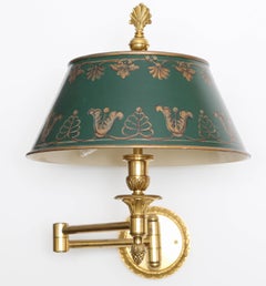 Pair of Tole and Brass Dual Swing Wall Sconces