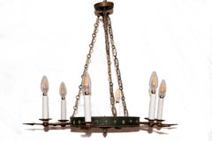 Pair of Tole and Bronze Painted Chandeliers, Will Sell Separately