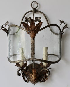 Pair of Tole and Glass Sconce
