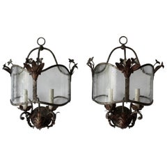 Pair of Tole and Glass Sconce