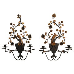 Pair of Tole Bird Sconces