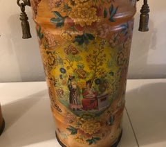 Pair of Tole Chinoiserie Cannisters