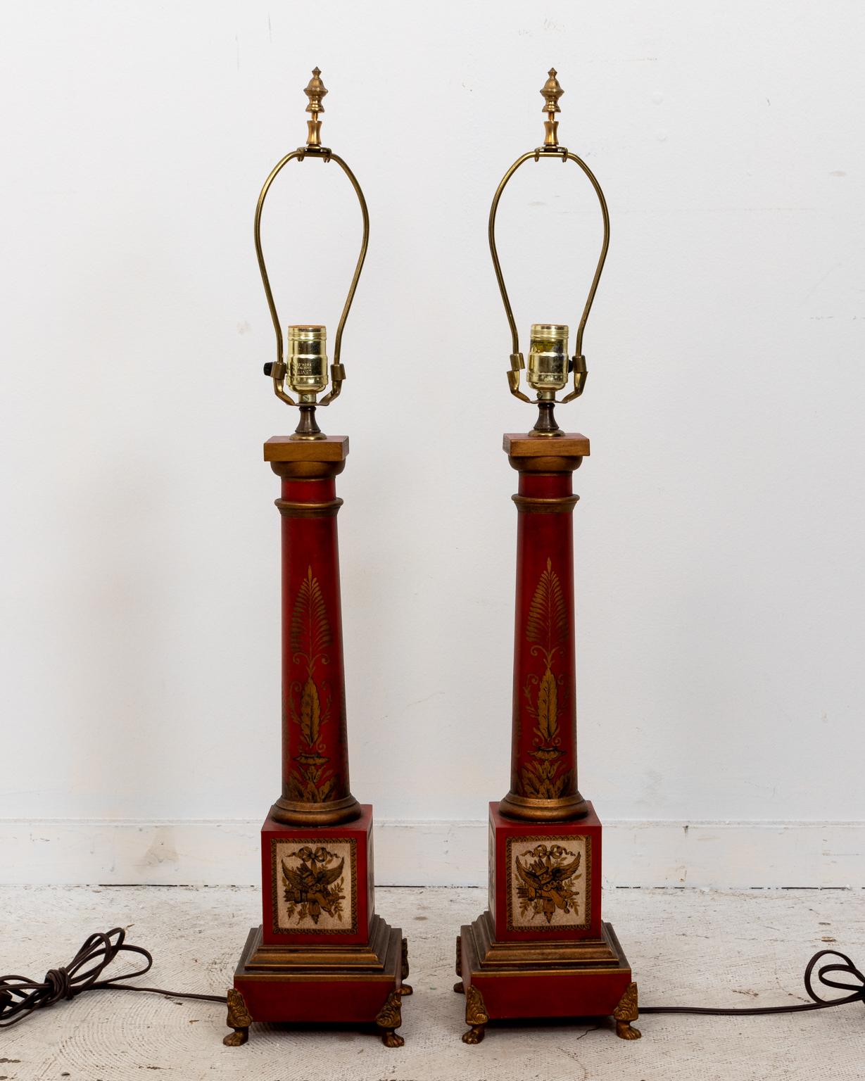 Pair of Tole Chinoiserie Table Lamps For Sale 1