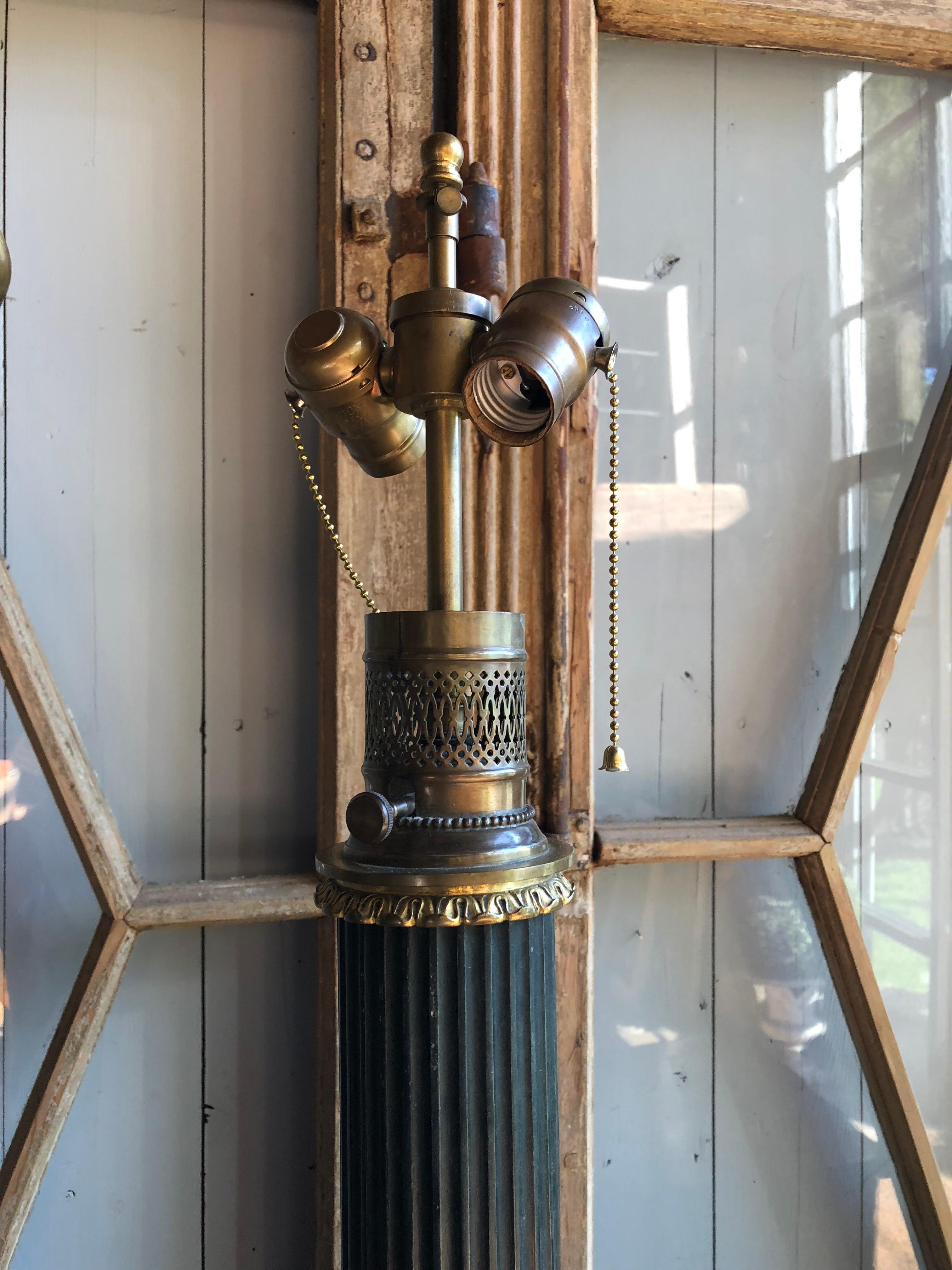 Pair of Tole Column-Form Lamps, 19th Century 3