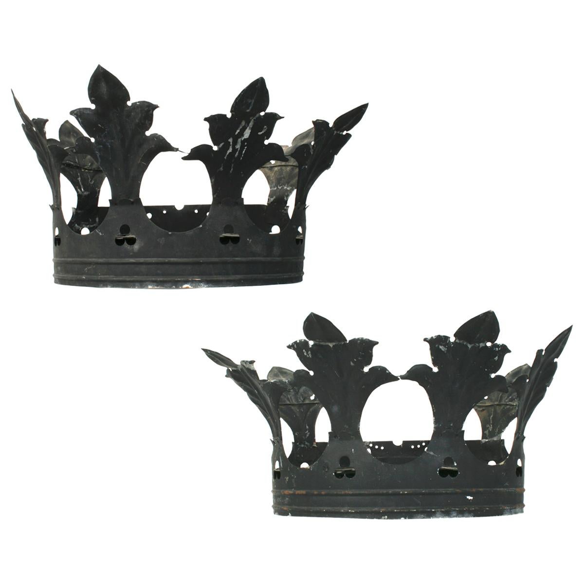 Pair of Tole Crown Bed Testers