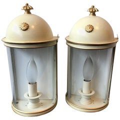 Pair of Tole Cylindrical Sconces by Vaughn