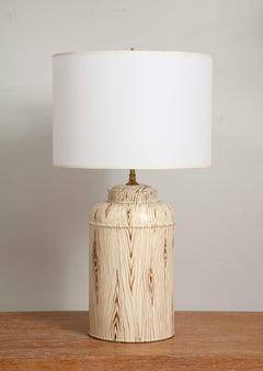 Pair of Tole Faux-Painted Canister Lamps