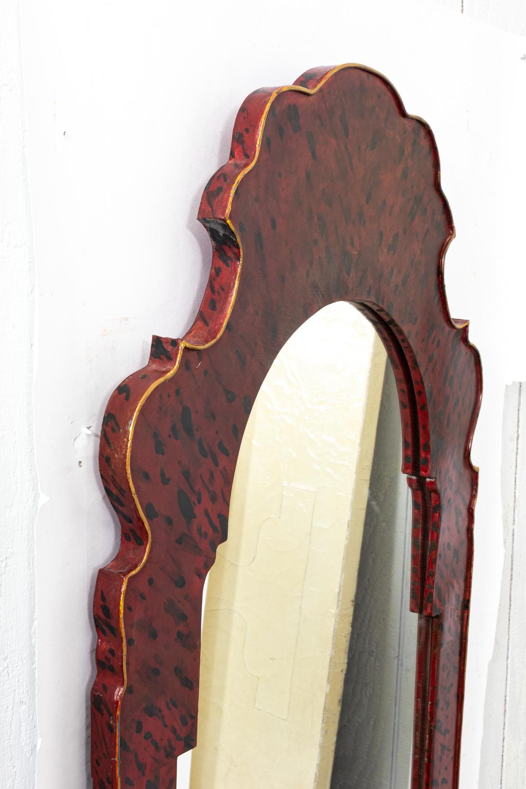 Metal Pair of Tole Faux Painted Mirrors For Sale