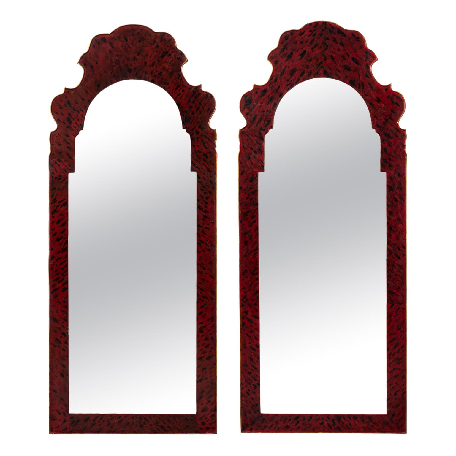 Pair of Tole Faux Painted Mirrors For Sale