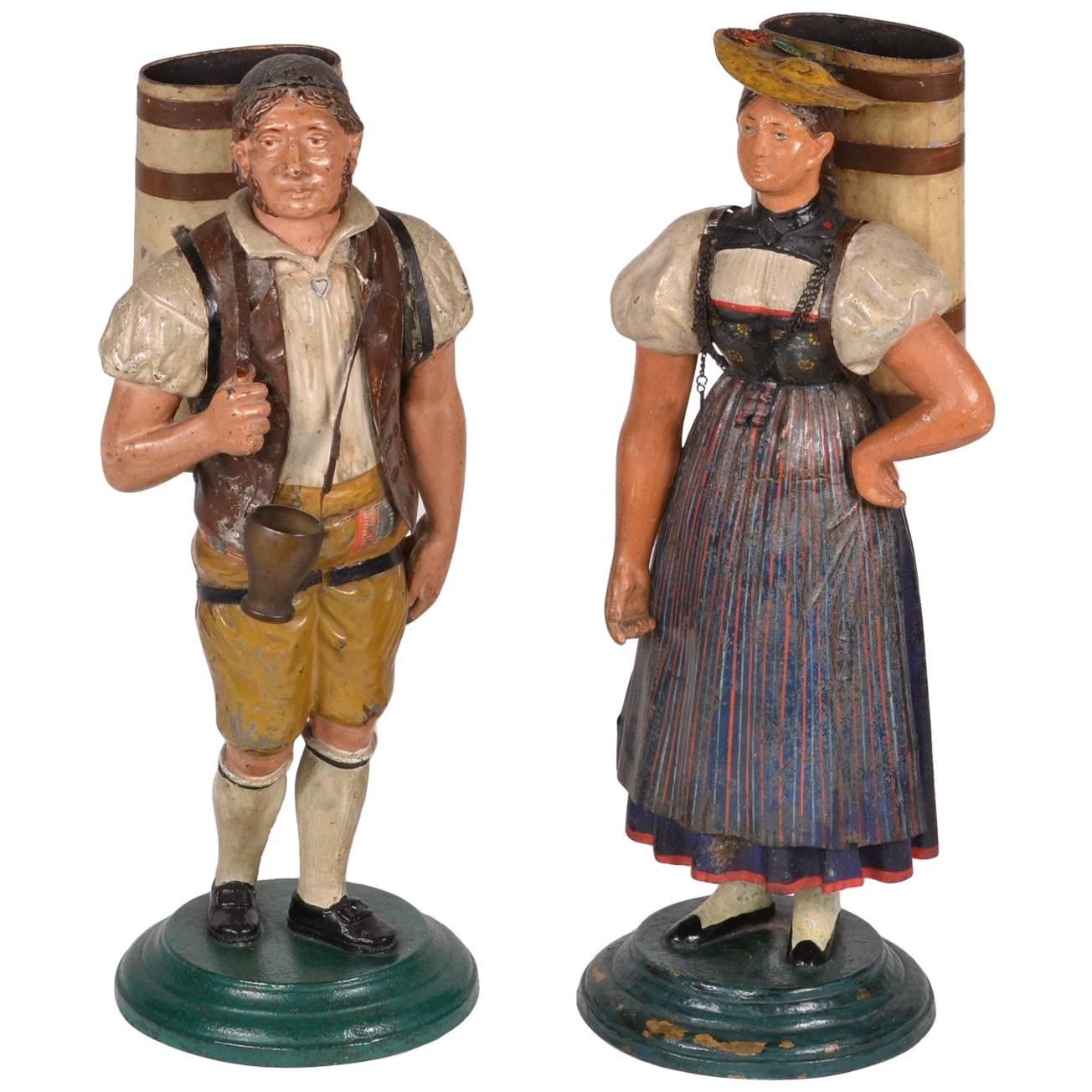 Pair of Tole Figures, circa 1820-1840 For Sale