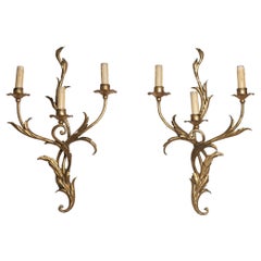Pair of tole French wall lights 
