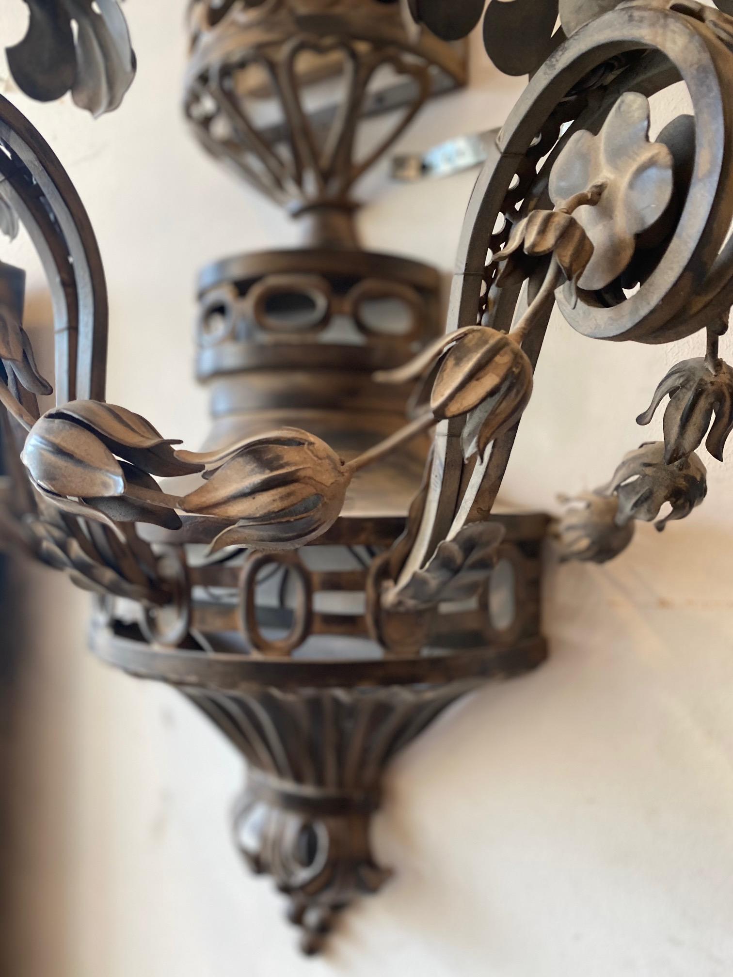 Metal Pair of Tole French Wall Sconces
