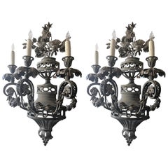 Vintage Pair of Tole French Wall Sconces