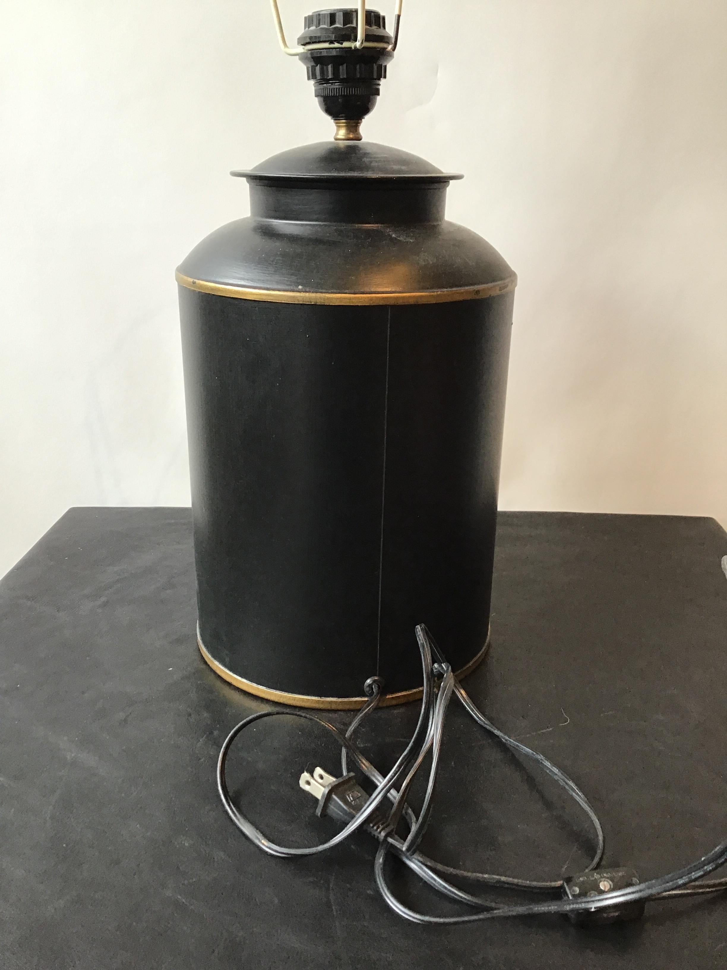 Pair of Tole “H” Tea Canister Lamps by Woolpit Interiors 2