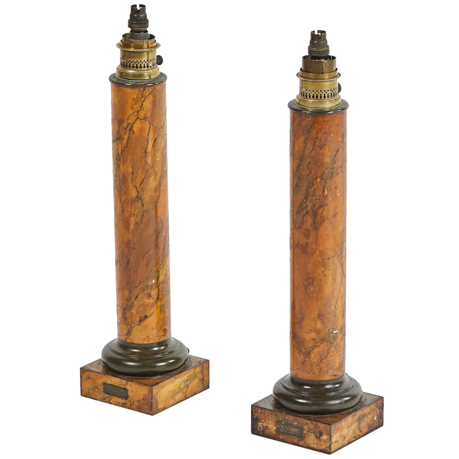 Mid-19th Century Pair of Tole Lamps