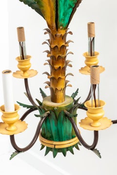 Pair of Tole Palm Tree Chandeliers