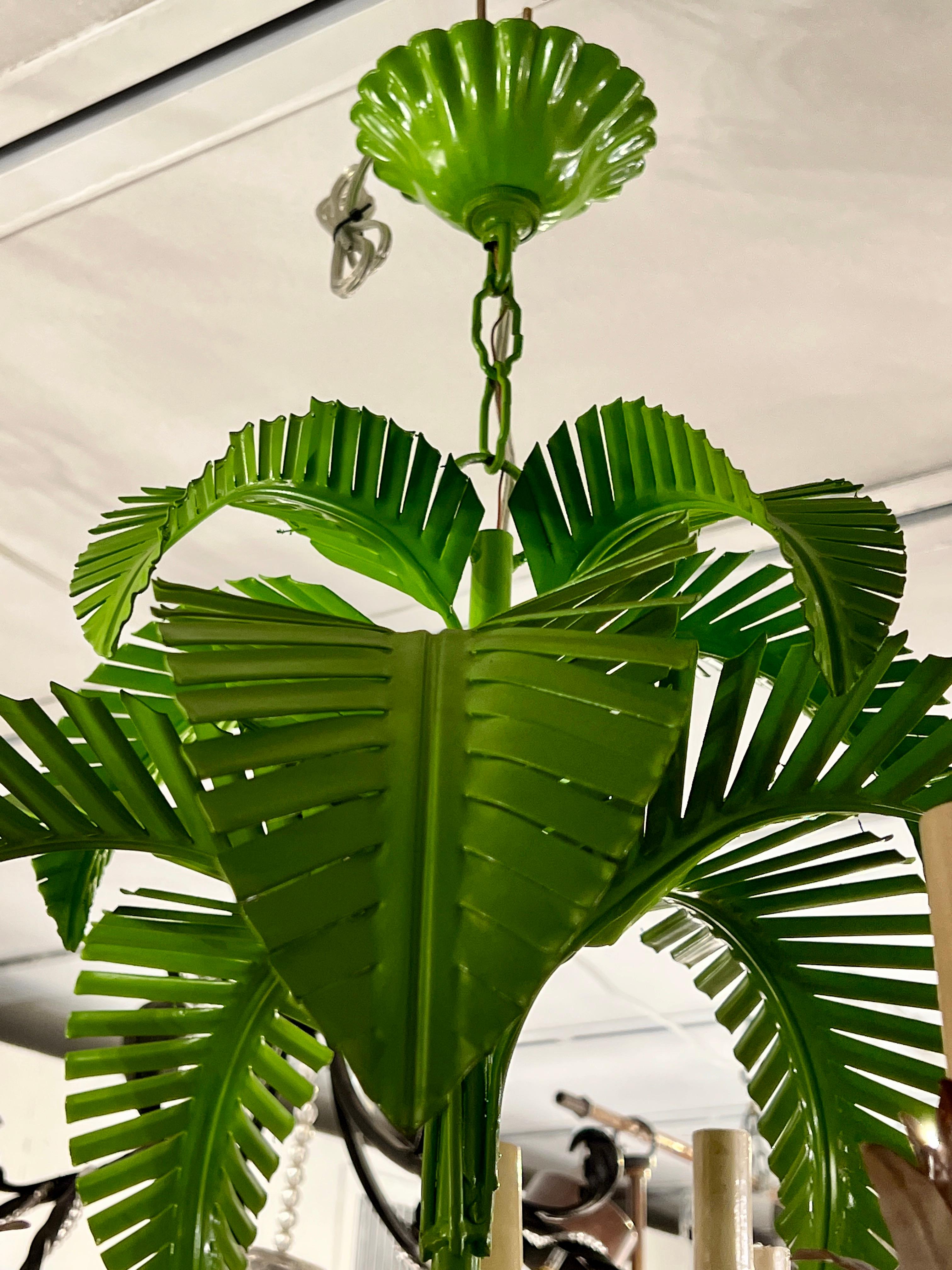 Pair of Tole Palm Tree Chandeliers, Sold Individually In Good Condition For Sale In New York, NY