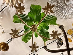 Pair of Tole Palm Tree Chandeliers, Sold Individually
