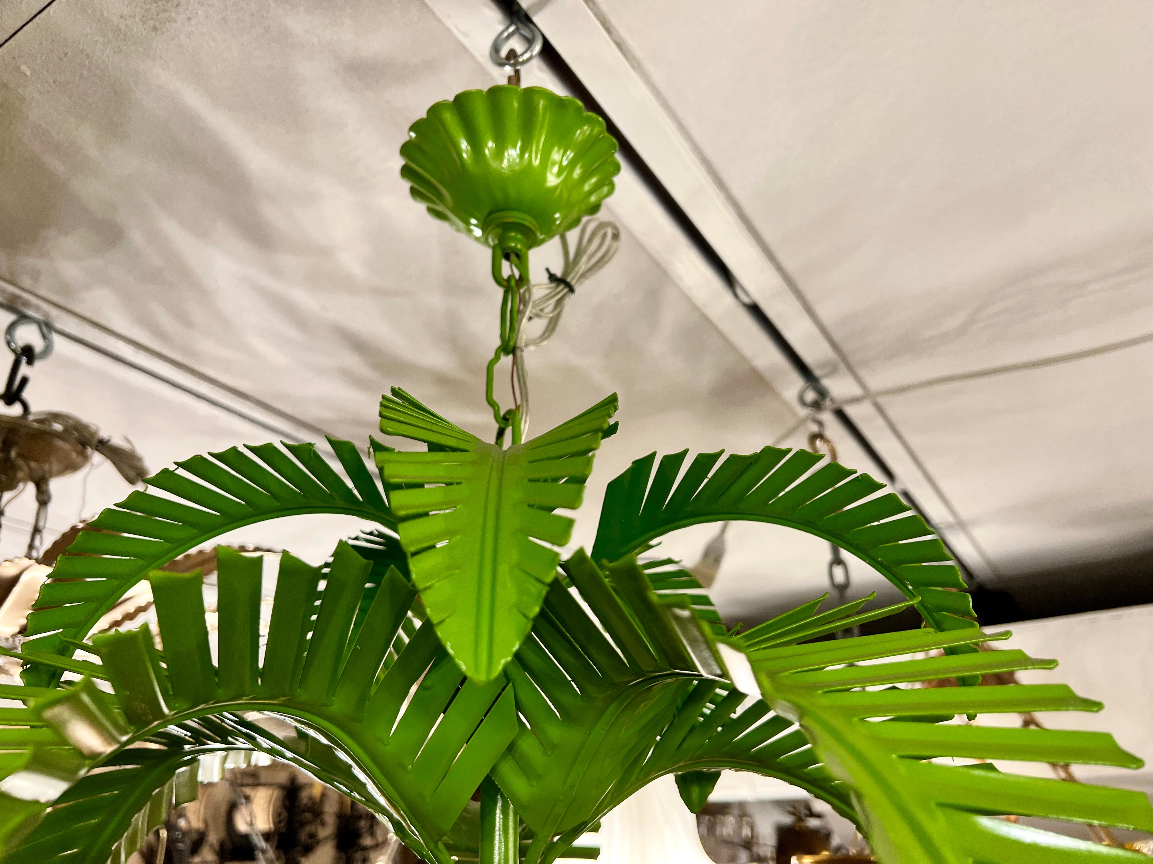 French Pair of Tole Palm Tree Chandeliers, Sold Individually For Sale