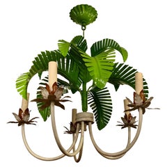 Pair of Tole Palm Tree Chandeliers, Sold Individually