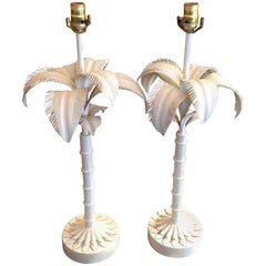 Pair of Tole Palm Tree Lamps