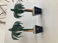 Pair of Tole Palm Trees in Planter Boxes