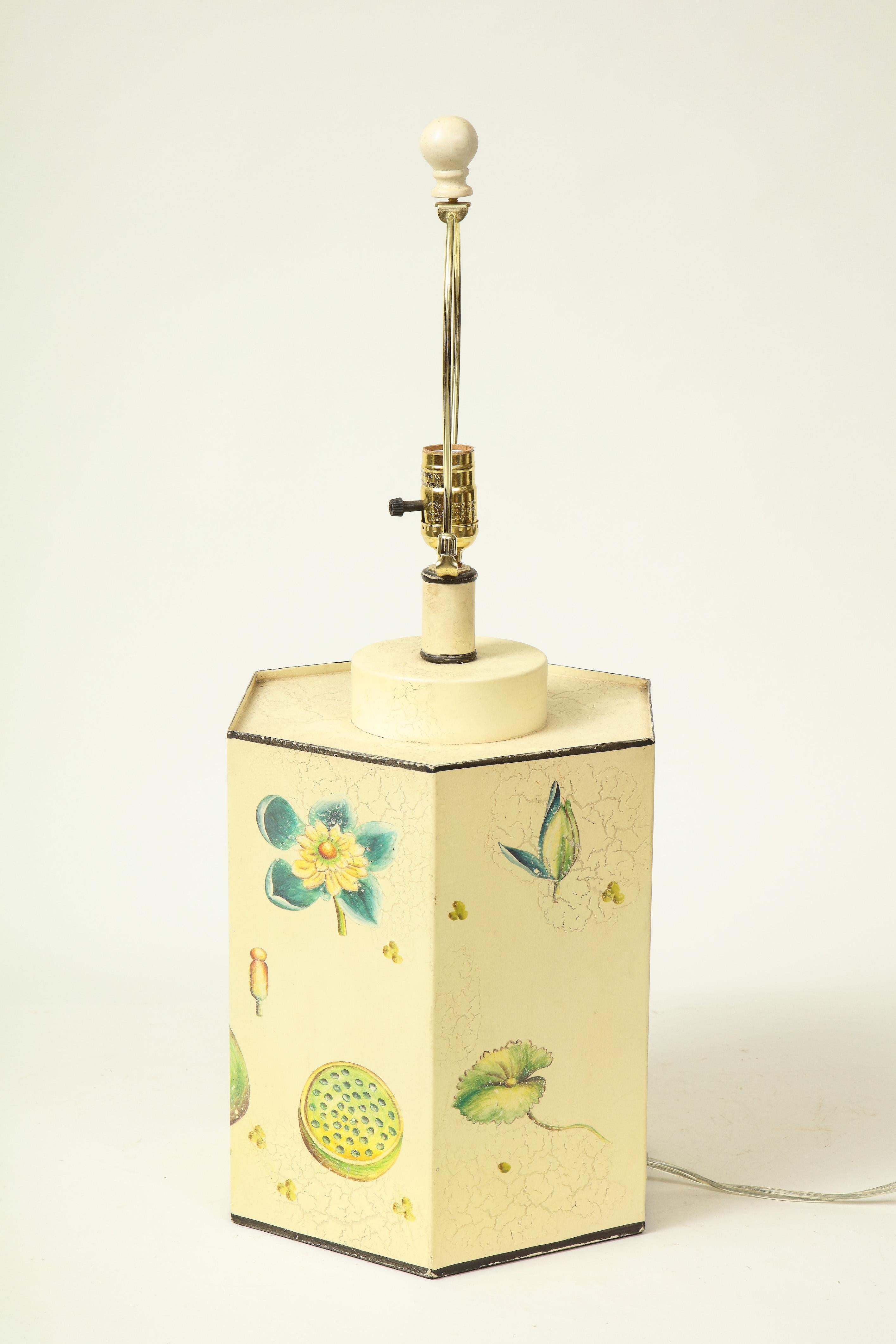 Pair of Tôle Peinte Botanical Table Lamps 2