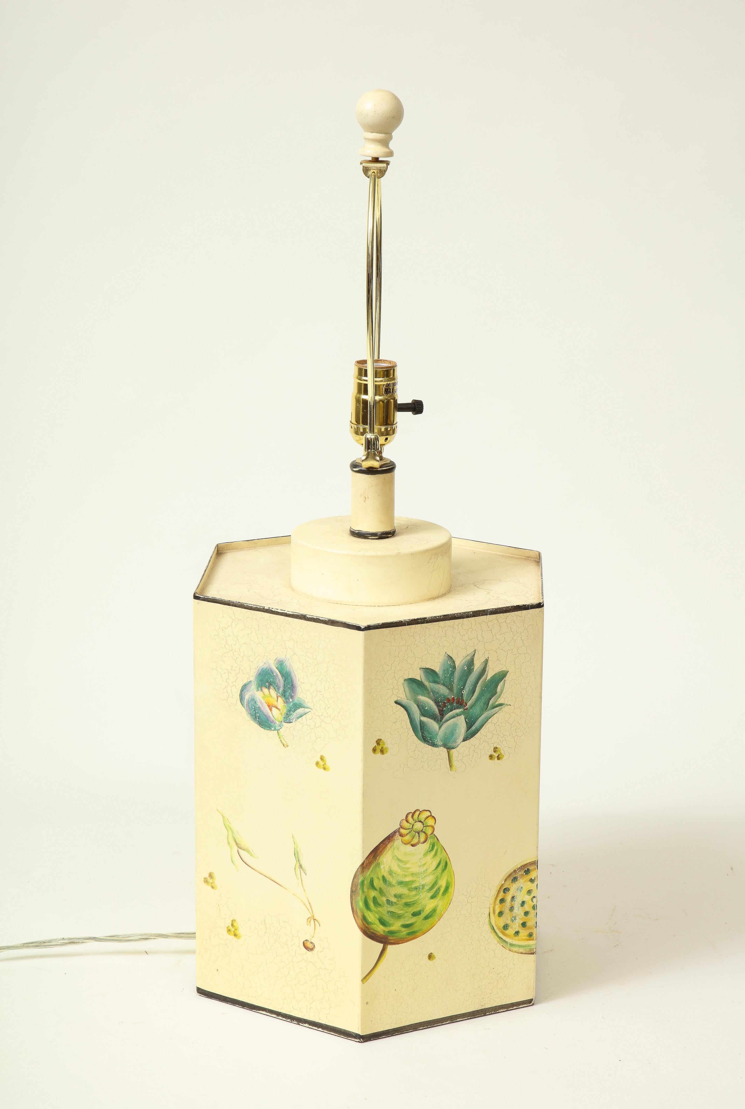 Pair of Tôle Peinte Botanical Table Lamps 4