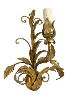 Paire d'appliques en métal doré Tole, Italie, années 1960