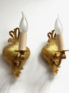 Pareja de candelabros de metal dorado, Reindl Leuchten, años 60, Alemania
