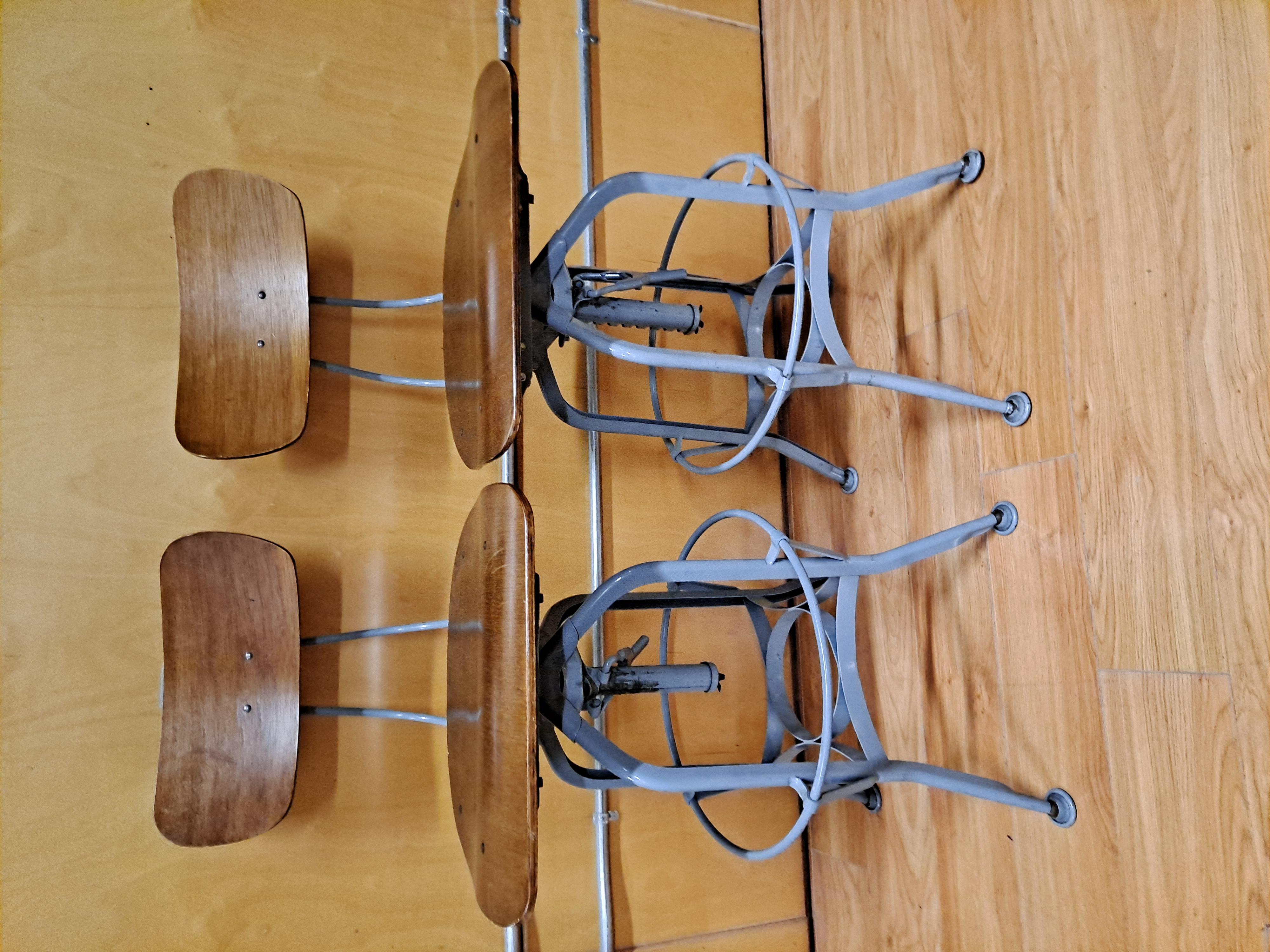 Pair of Toledo Style Industrial Drafting Stools

16W x 17D x 37H