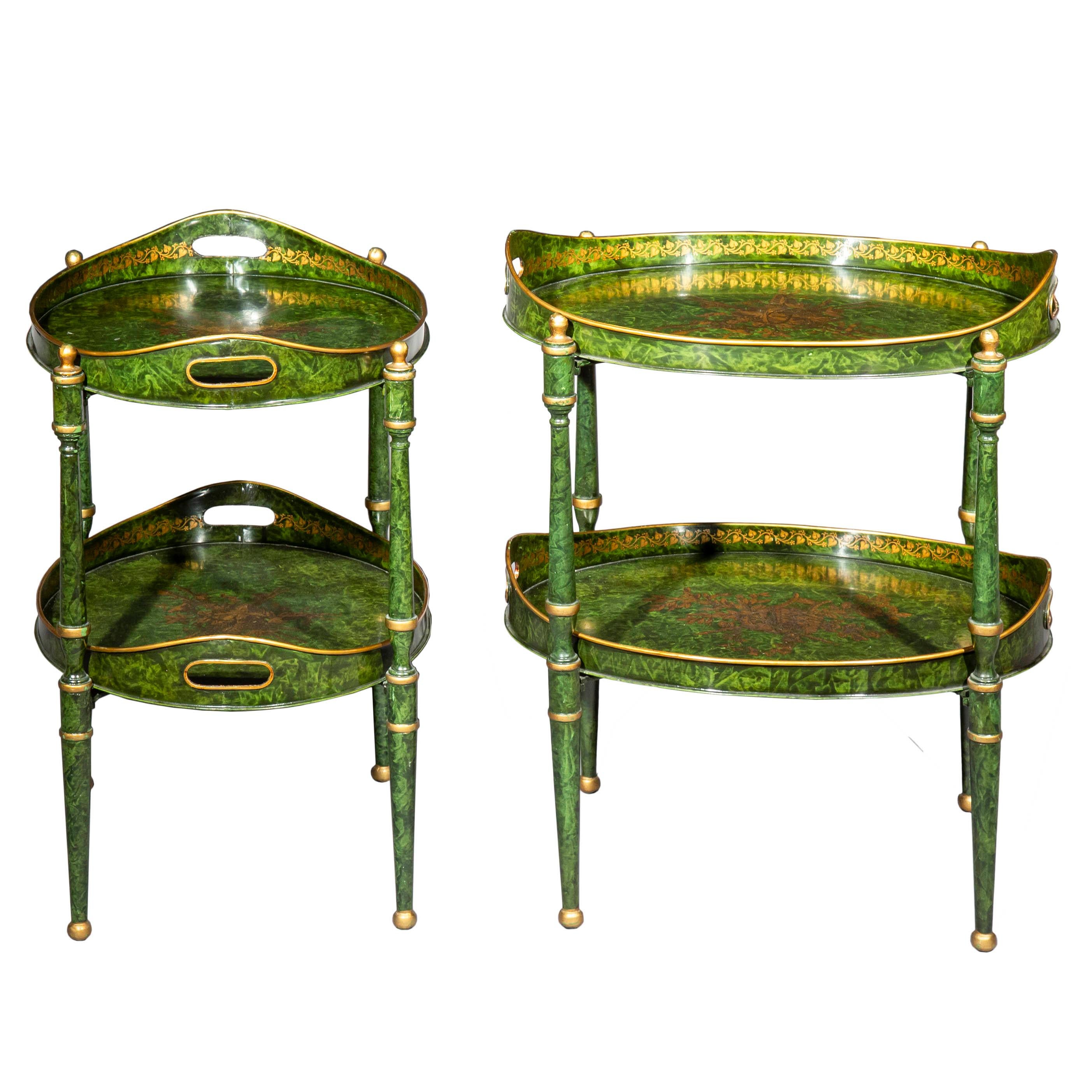 Painted Pair of Toleware Side Tables or Étagères