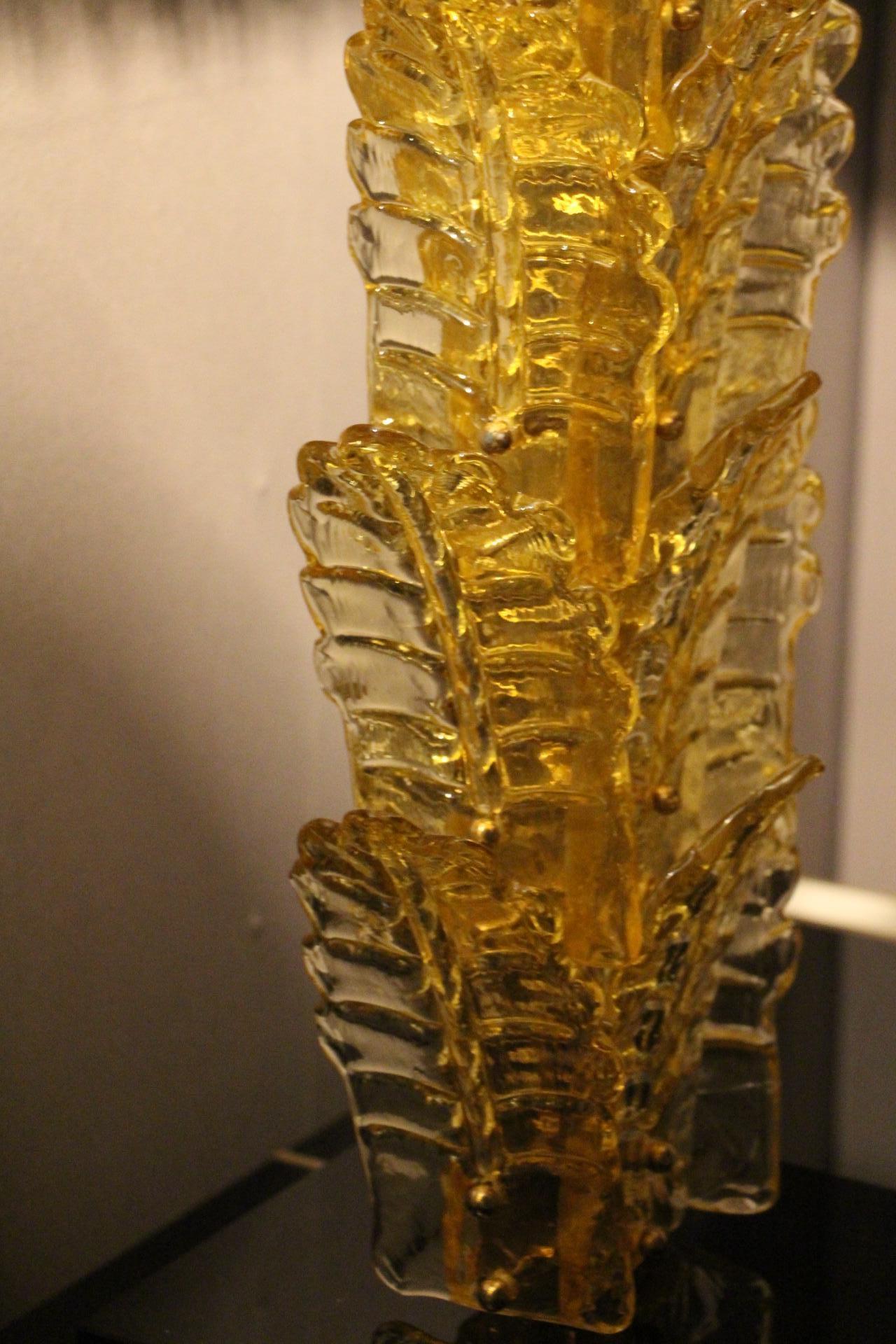 Pair of Tall Yellow Murano Glass Table Lamps 4