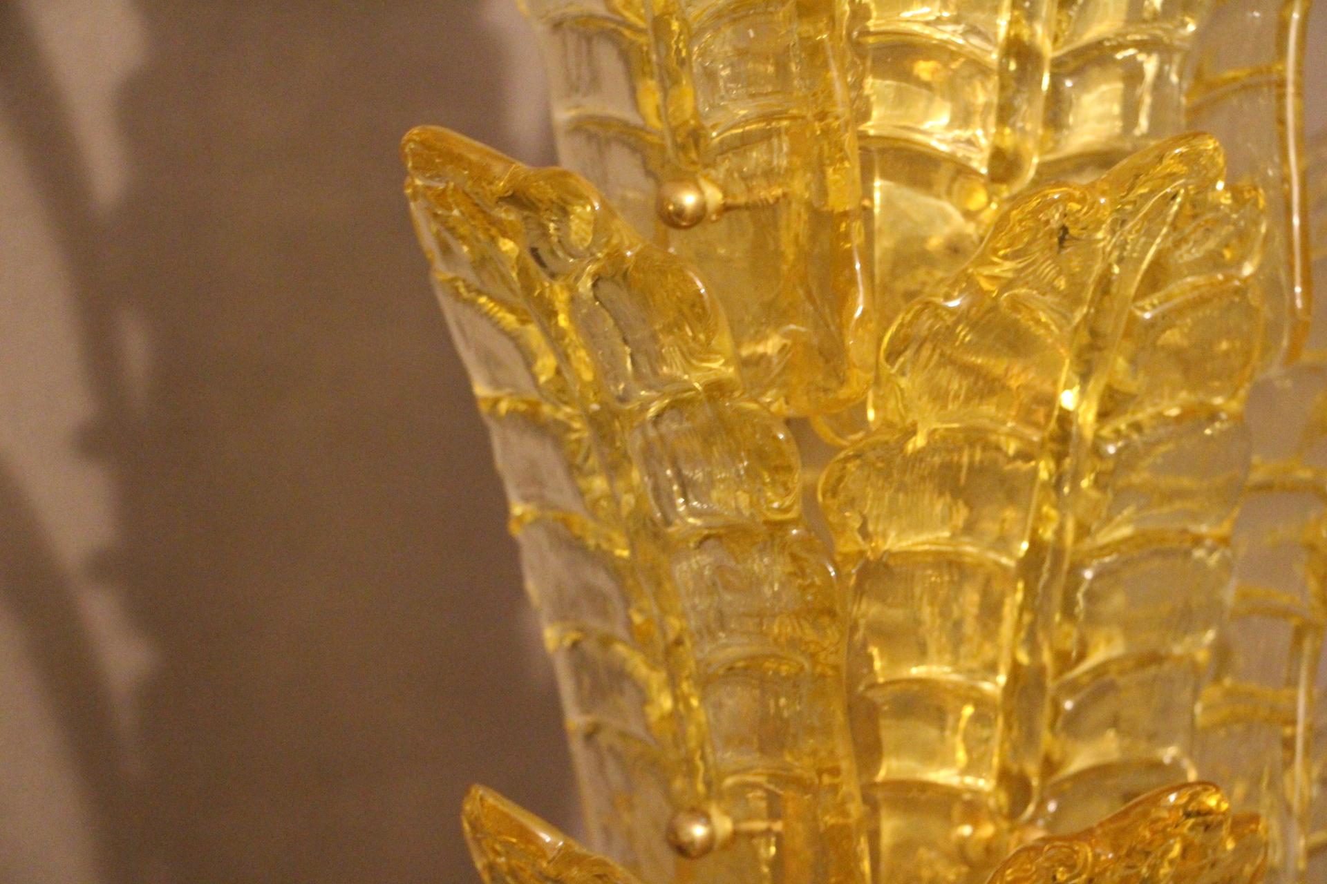 Italian Pair of Tall Yellow Murano Glass Table Lamps