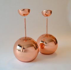 Pair of Tom Dixon Copper Pendants Round 25cm, Never Used