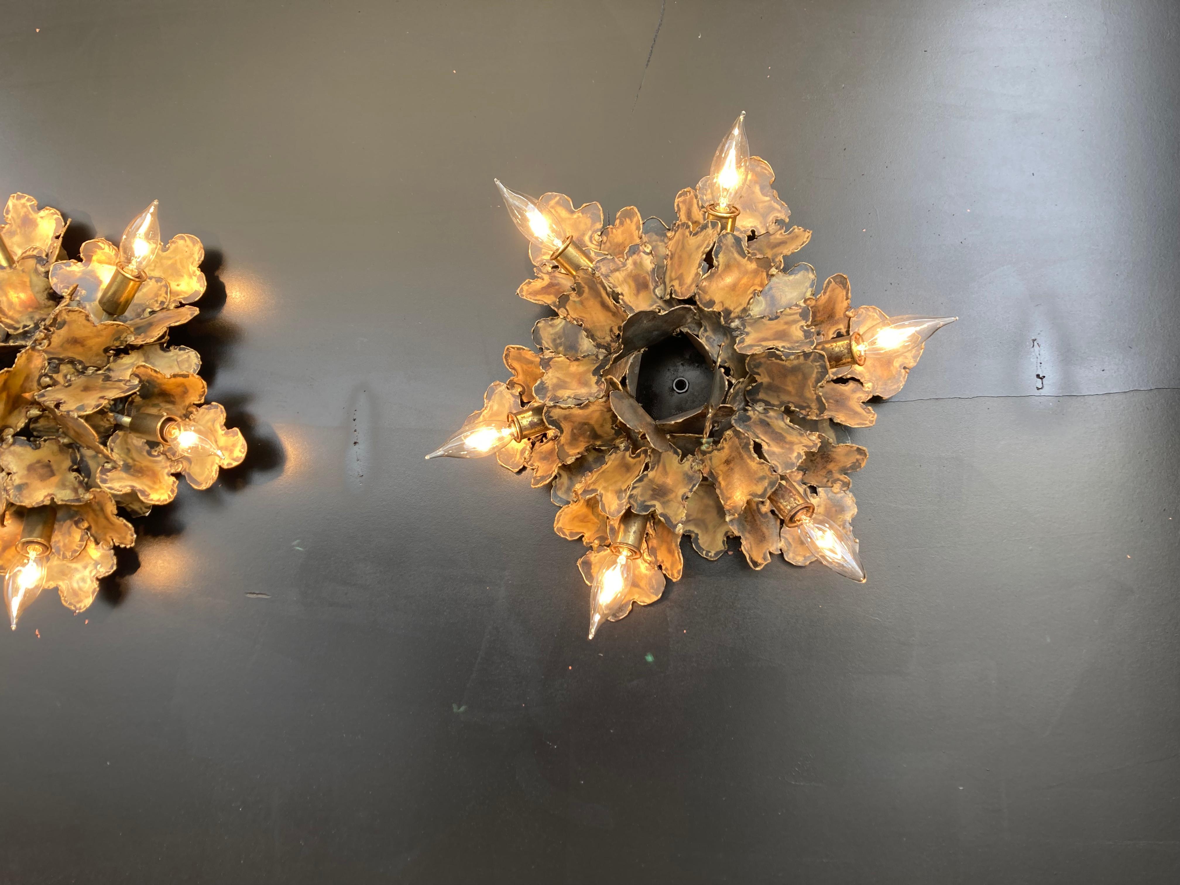 Pair of Tom Greene for Feldman Brutalist Sconces Wall Lamps In Good Condition For Sale In Miami, FL