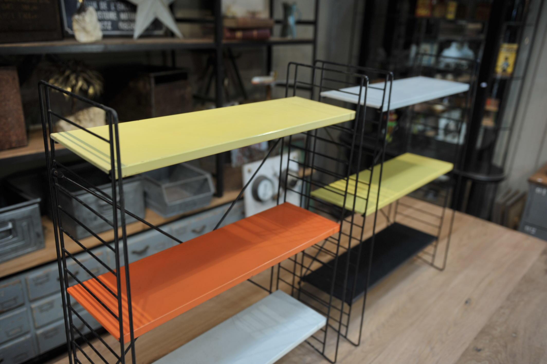 Mid-20th Century Tomado Multi-Color Metal Standing Book Shelves, circa 1960