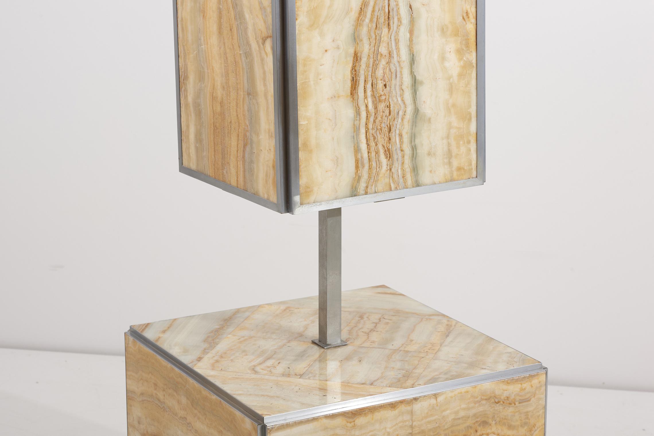 Pair of Tomasso Barbi Side Table and Lamp in Alabaster, Italy, 1970s 8