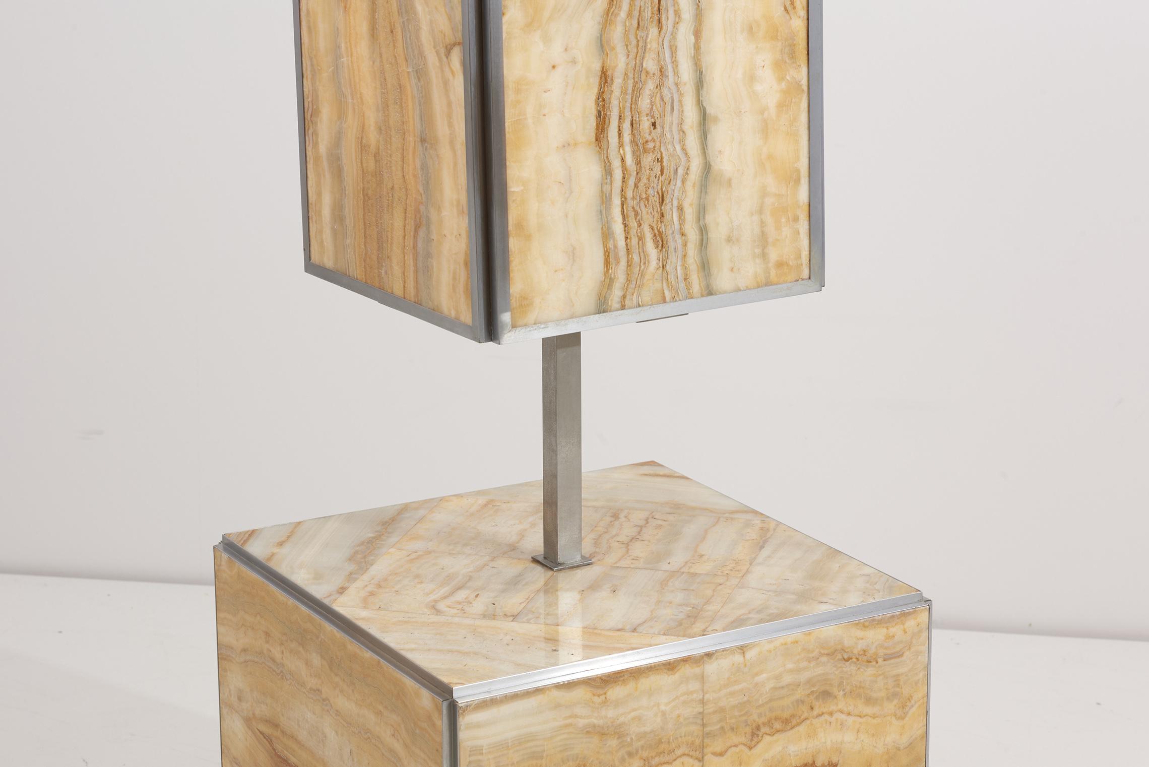 Pair of Tomasso Barbi Side Table and Lamp in Alabaster, Italy, 1970s 9