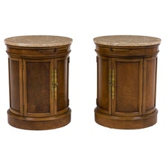 Pair of Tomlinson American Mid-Century Round Marble Top Side Tables / Commodes Pair of Tomlinson American Mid-Century Round Marble Top Side Tables / Commodes