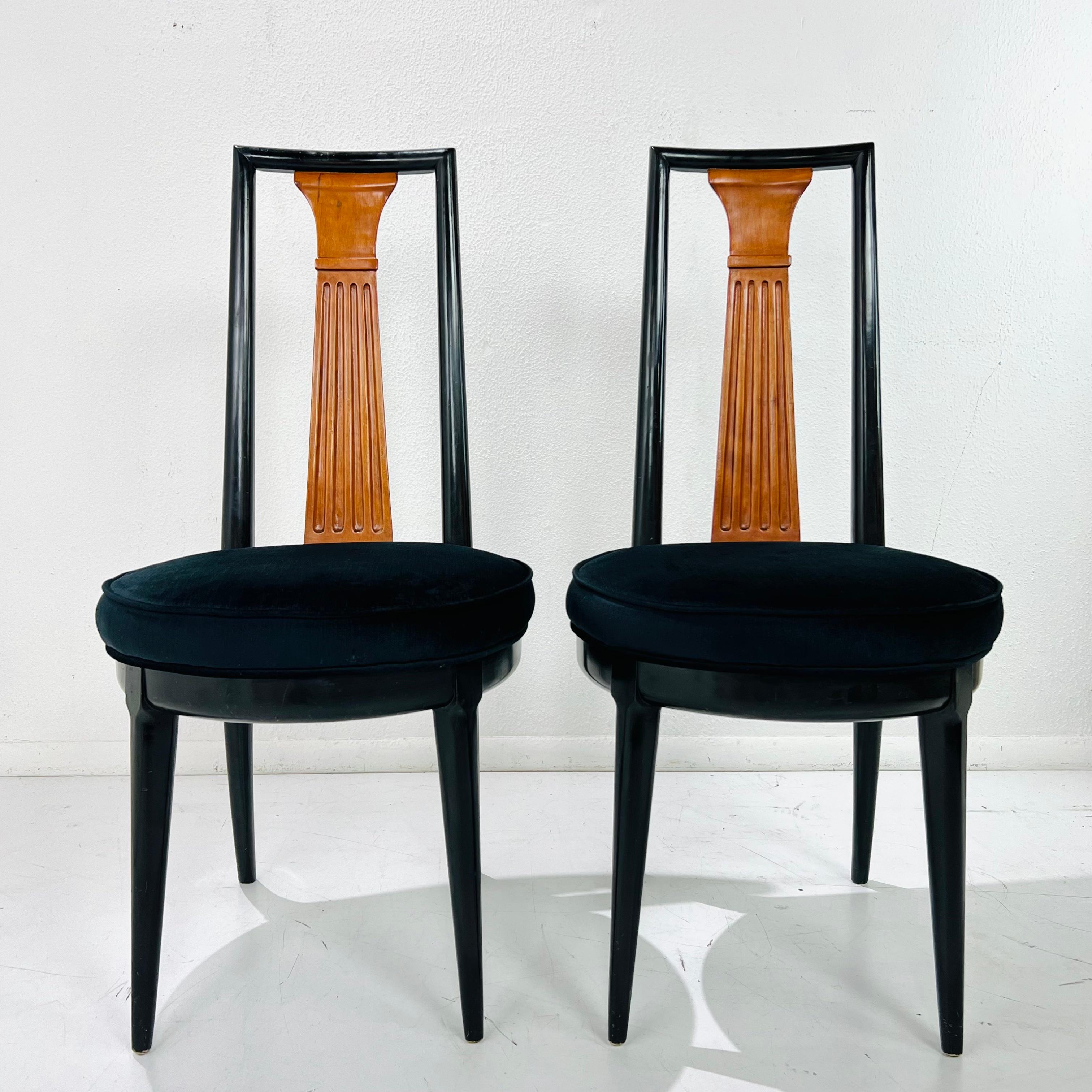 Velvet Pair of Tomlinson “Sophisticate Collection” No.63 Dining Chairs For Sale
