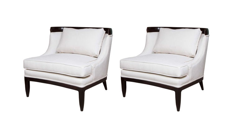 Mid-Century Modern Pair of Tomlinson Sophisticate Ebonized Lounge Chairs by Erwin Lambeth
