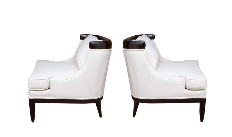 Mid-20th Century Pair of Tomlinson Sophisticate Ebonized Lounge Chairs by Erwin Lambeth For Sale
