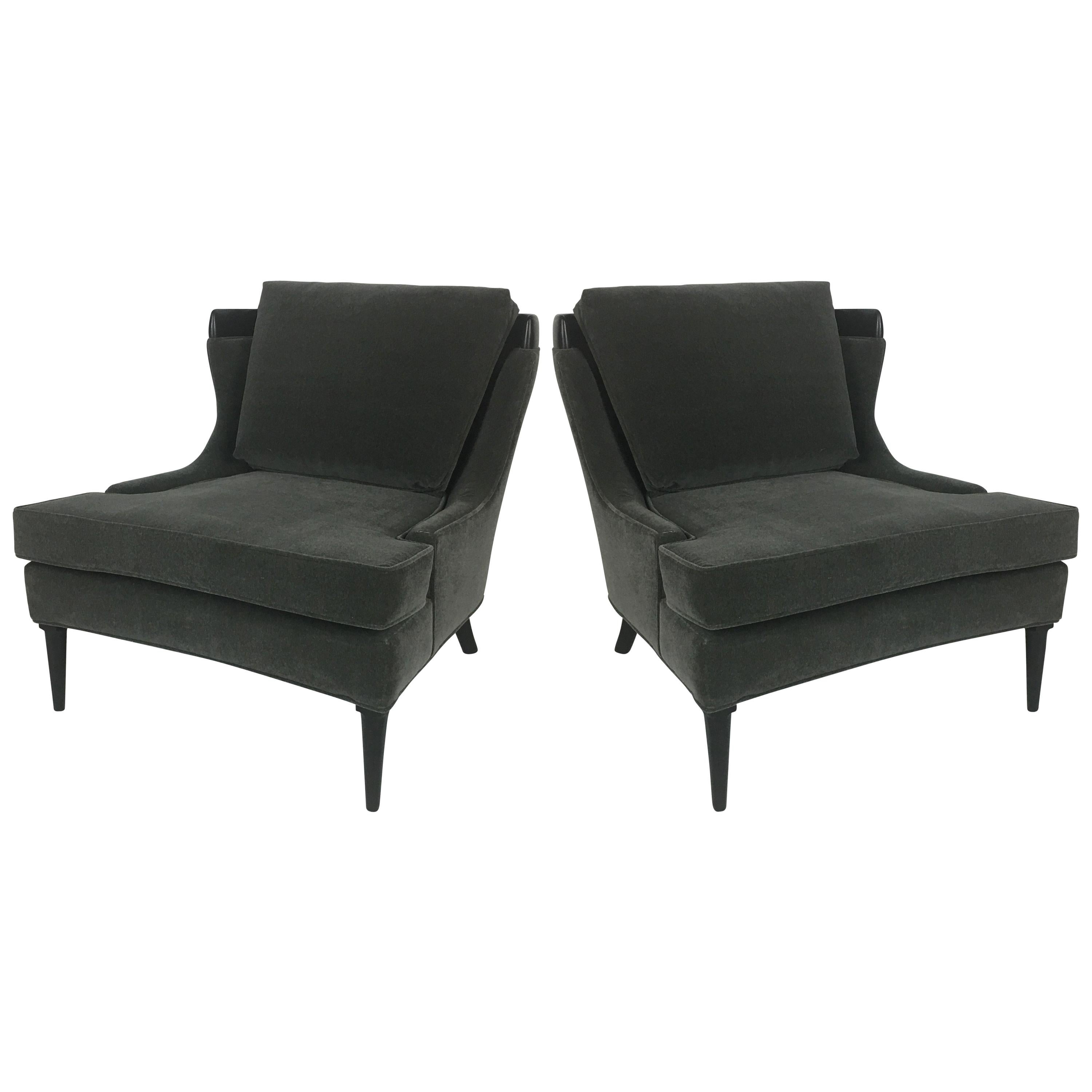 Pair of Tomlinson "Sophisticate" Velvet Lounge Chairs
