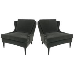 Pair of Tomlinson "Sophisticate" Velvet Lounge Chairs