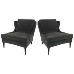 Pair of Tomlinson "Sophisticate" Velvet Lounge Chairs