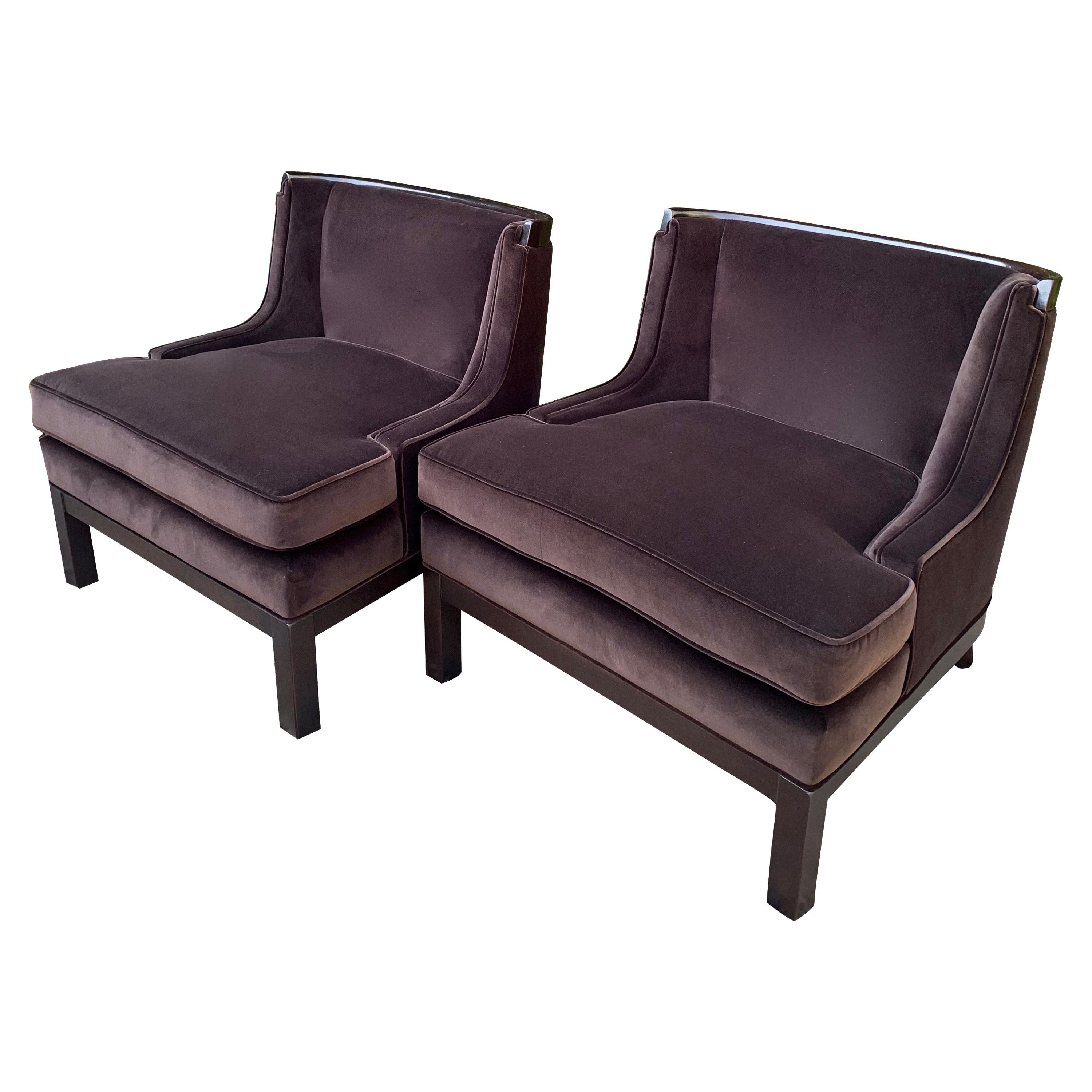Pair of Tomlinson Style Chairs in Brown Mohair