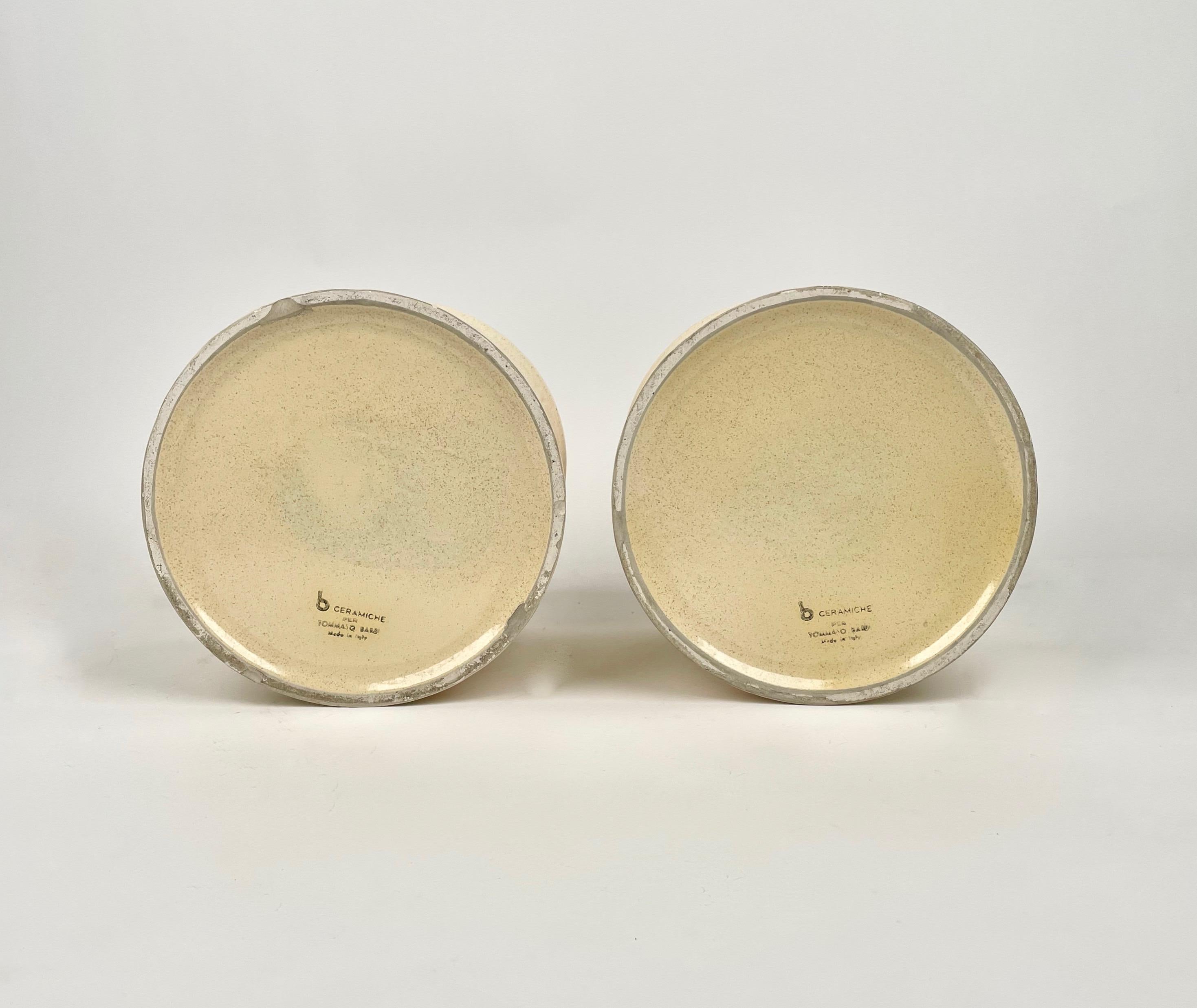 Paire de vases Tommaso Barbi en céramique beige, Italie, 1970 en vente 3