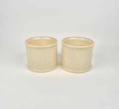 Pair of Tommaso Barbi Beige Ceramic Vase, Italy, 1970s