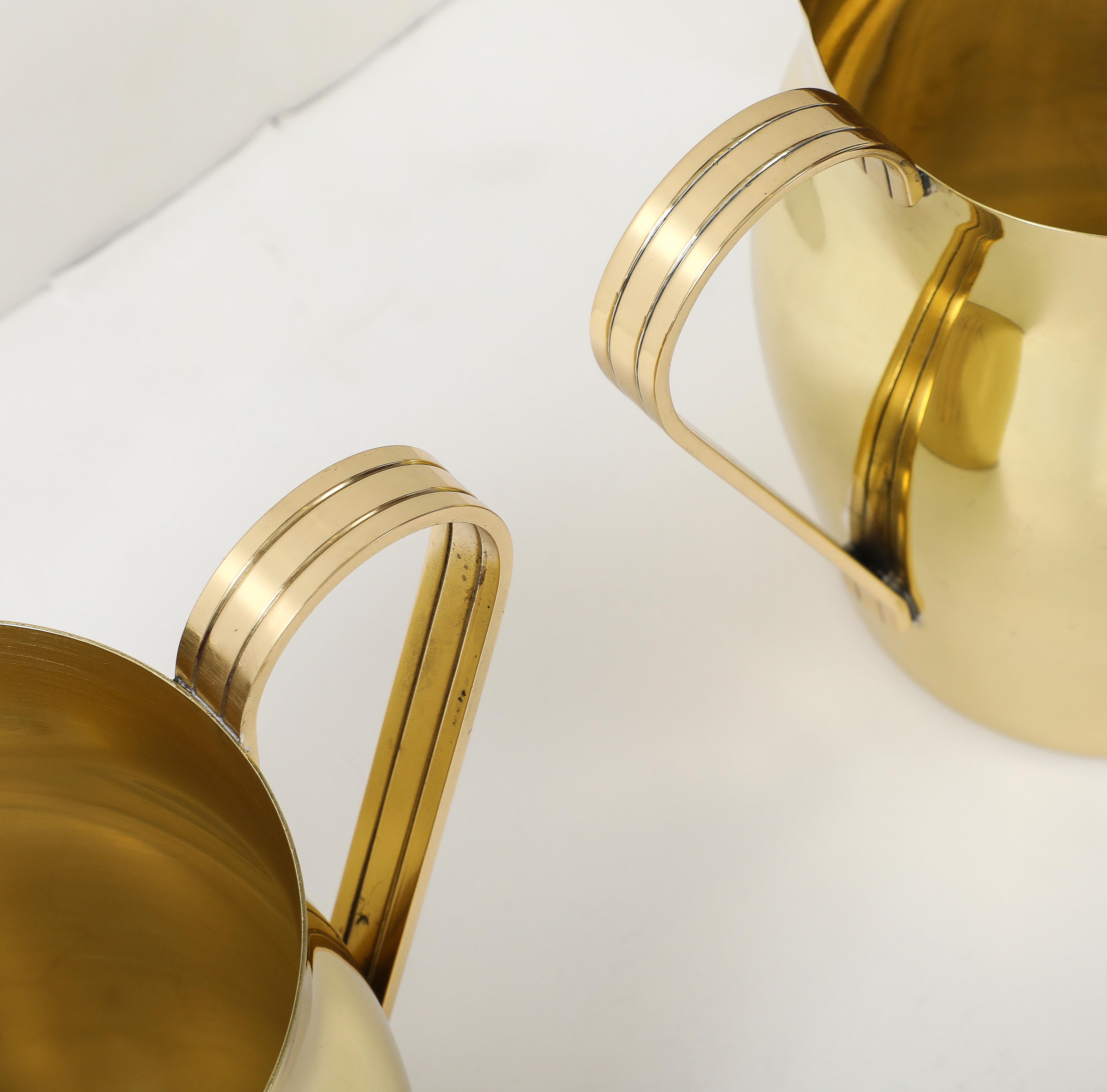 Pair of Tommi Parzinger Brass Pitchers For Sale 4